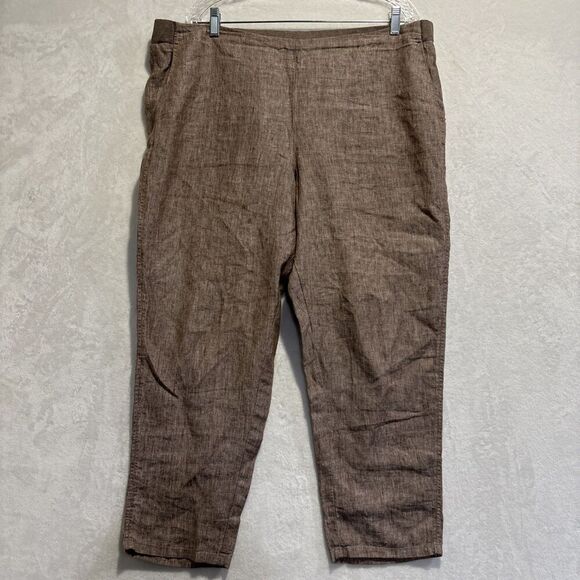 J.Jill Love Linen Women's Beechnut Slim Leg Ankle Pull On Pants Size XL Petite - Picture 1 of 16